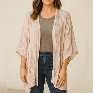 Melrose and Market Shawl Cardigan Womens One Size Light Pink Lightweight Viscose